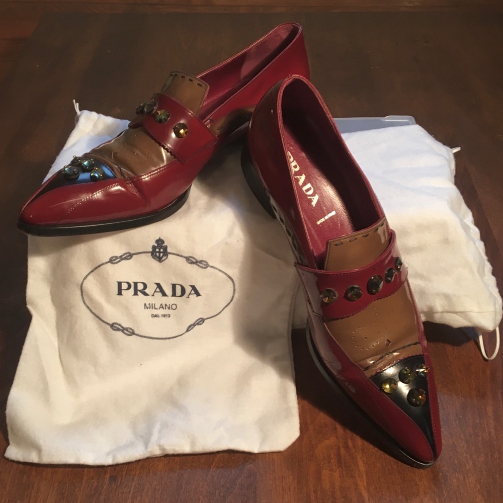Prada Two-tone Loafers with Rhinestones Size 38 1/2 (US 8 1/2)